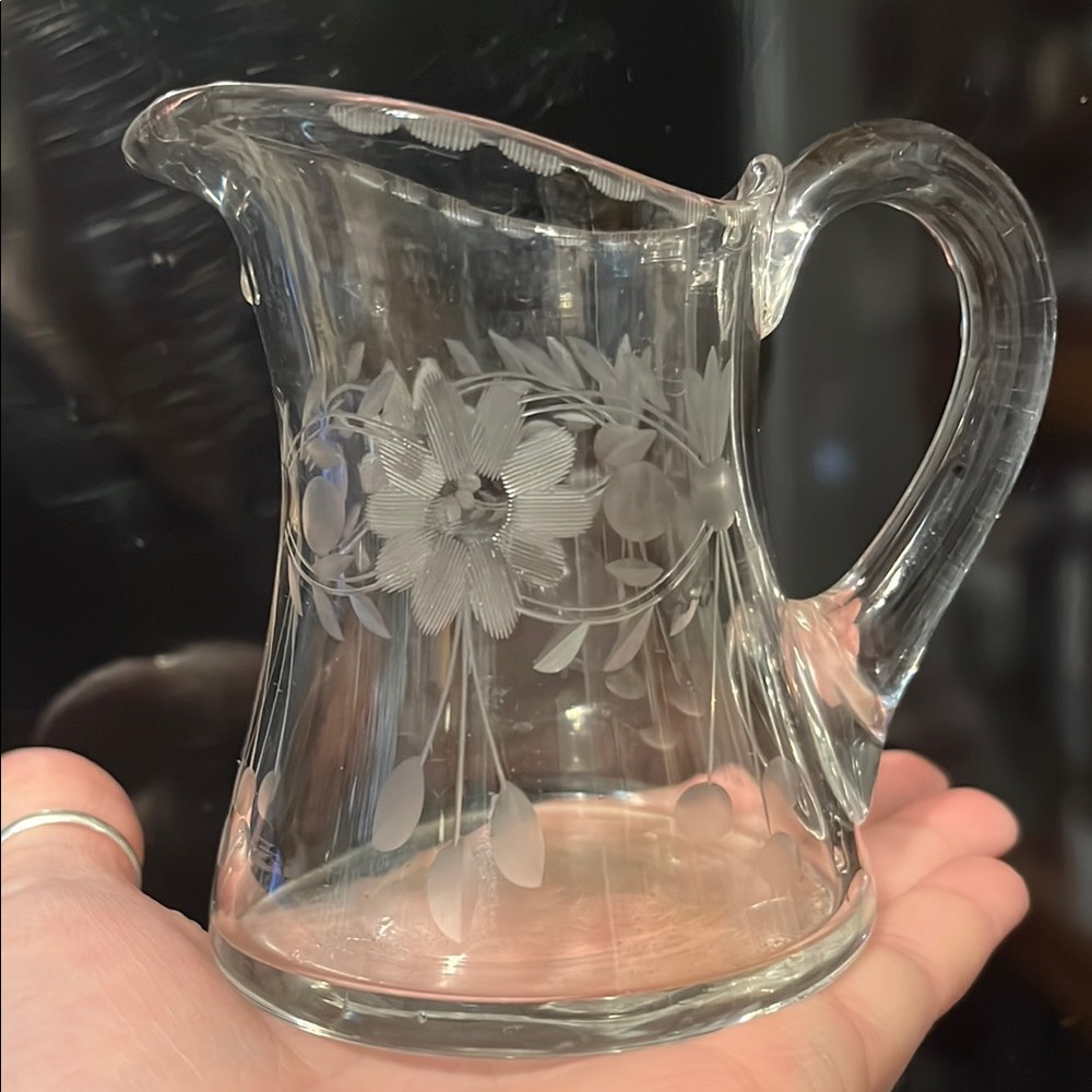 Vintage Etched Glass Creamer